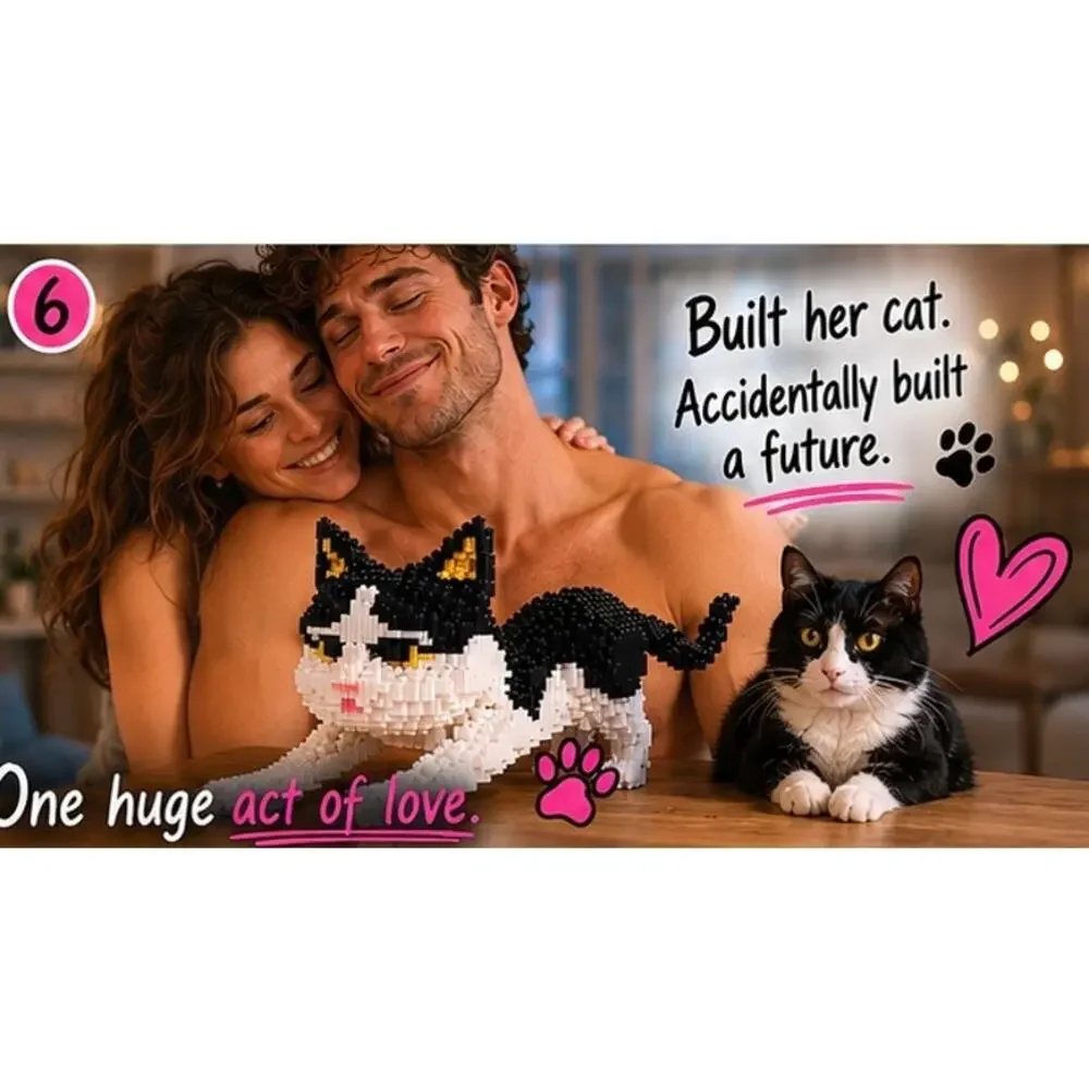 4800pc Tuxedo Cat Micro Building Block Set Cat Lover Gift NIB